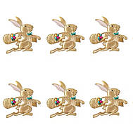 Кільця для сервірування Великодній Кролик 6 шт золото PK001