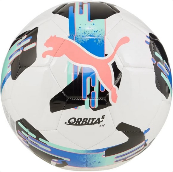 М'яч для футболу Puma Orbita 6 MS білий, чорний, бірюзовий Уні (розмір 5) 084335-07
