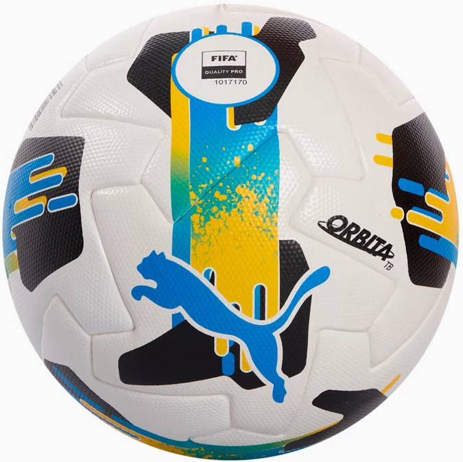 М'яч для футболу Puma PUMA Orbita UPL (FIFA Quality Pro) білий, чорний, блакитний Уні (розмір 5) 084592-01