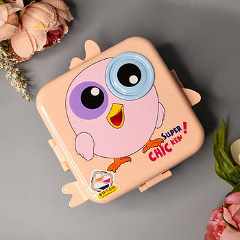 Дитячий ланч-бокс герметичний прямокутний з роздільником та ложкою 23*19 см “Cat”