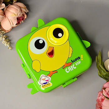 Дитячий ланч-бокс герметичний прямокутний з роздільником та ложкою 23*19 см “Cat”