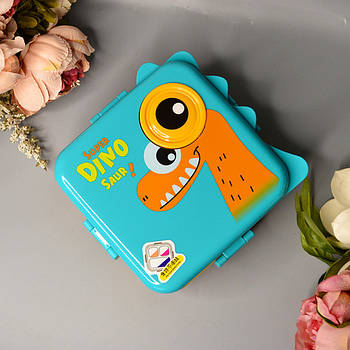 Дитячий ланч-бокс герметичний прямокутний з роздільником та ложкою 23*19 см “Cat”