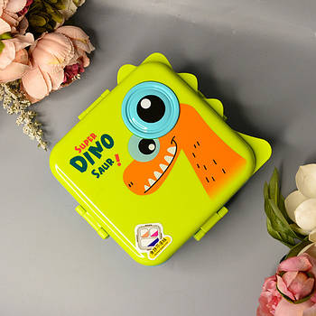 Дитячий ланч-бокс герметичний прямокутний з роздільником та ложкою 23*19 см “Cat”