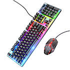 Комплект Hoco GM18 Luminous gaming keyboard and mouse set RGB, ігровий Black