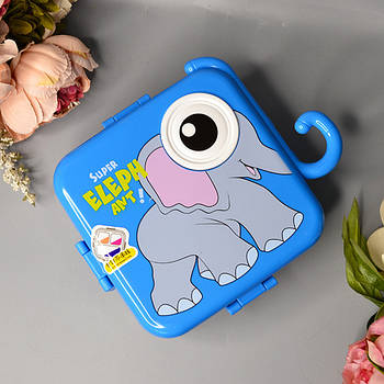 Дитячий ланч-бокс герметичний прямокутний з роздільником та ложкою 23*19 см “Cat”