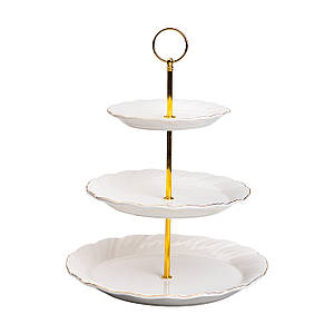 Керамічна фруктовниця для фруктів і десертів фуршетна етажерка на 3 яруси кругла