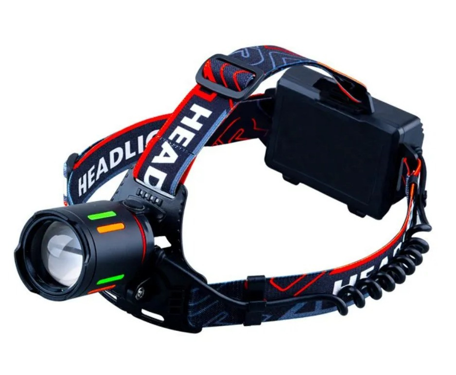 Налобний ліхтарик Police PL-176 3xXTE+LED Zoom акумуляторний 3x18650 Type-C Black (7_01513), фото 1