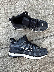 Чоловічі кросівки зима з хутром Nike P-6000 шкіра/водовідштовхувальна тканина темно-сині р 42,44