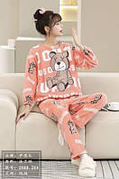 Жіноча тепла махрова піжама в принт Луї Вітон