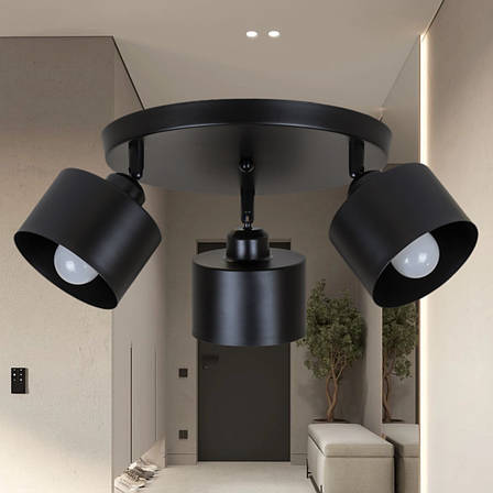 Стельова люсттра з 3 плафонами в стилі лофт "Loft Trio Light" (52-X187F2-3 BK (300)), фото 1