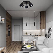 Стельова люсттра з 3 плафонами в стилі лофт "Loft Trio Light" (52-X187F2-3 BK (300)), фото 6