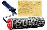 Валик структурний декоративний гумовий ШКІРА РЕПТИЛІЇ ЗМІЇ з ручкою 60х240мм для шпаклівки штукатурки, фото 2