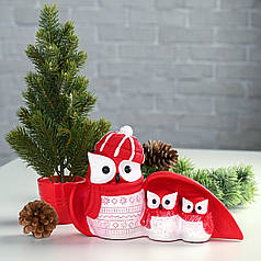 СТАТУЕТКА ДЕКОРАТИВНА НОВОРІЧНА ТРИ СОВИ