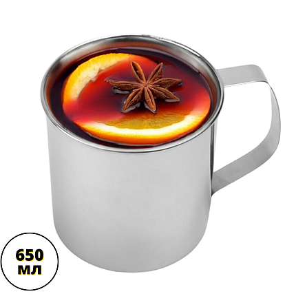 Кухоль 650 мл Гуртки з нержавіючої сталі Залізний кухоль Похідні кухлі Кружка метал Сталевий кухоль, фото 1