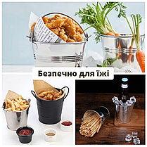 Друшляк 10см Друшляк нержавійка Посуд для подачі страв Посуд для подачі з нержавійки Відерко для фрі, фото 4