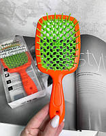 Гребінець для волосся "Super Brush", оранжевий із салатовим