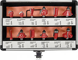 Набір фрез по дереву YATO з хвостовиком 8 мм 12 шт