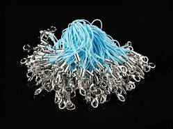 Блакитний Шнурок сувенірний із застібкою Текстильний з карабіном 62 мм. Міцний Ремінець 100 шт/уп. Фурнітура / Блакитний Шнурок