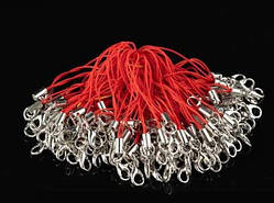 Червоний Шнурок для телефону із застібкою Текстильний з карабіном 62 мм. Міцний Ремінець 100 шт/уп Фурнітура / Червоний Шнурок для