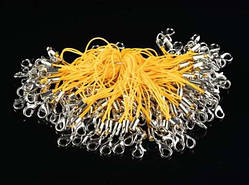 Жовтий Шнурок сувенірний із застібкою Текстильний з карабіном 62 мм. Міцний Ремінець 100 шт/уп Фурнітура / Жовтий Шнурок