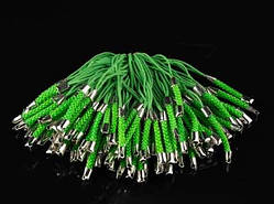 Салатовий Шнурок сувенірний із застібкою Текстильний з карабіном 78 мм. Міцний Ремінець 100 шт/уп. Фурнітура / Салатовий Шнурок