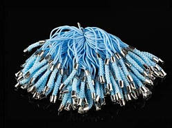 Синій Шнурок сувенірний із застібкою Текстильний з карабіном 76 мм. Міцний Ремінець 100 шт/уп Фурнітура / Синій Шнурок сувенірний