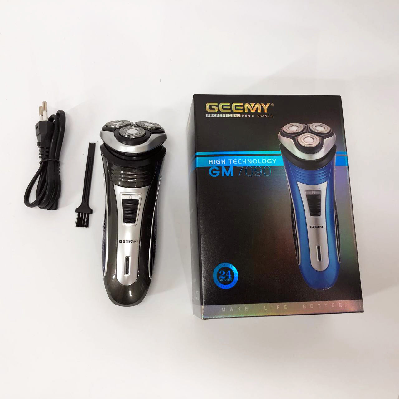 Електробритва GEEMY GM-7090 3 в 1 тример, бездротова електробритва, Тример для вусів. Колір: синій