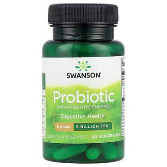 Swanson Probiotic with Digestive Enzymes 5 Billion CFU 60 капсул