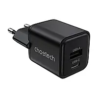 Мережевий зарядний пристрій Choetech PD5012 mini PD30W GAN A+C Black (43-00141)