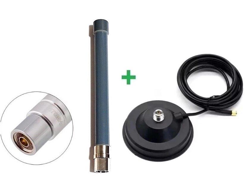 Антена 400-530MHz 5dBi до 50W, 22 см, N-male (штир), з магнітною основою 12 см, RG58U 3 м з SMA роз'ємом