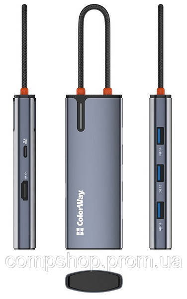 Концентратор Type-C Colorway 5-в-1 (PD 100W/USB3.0х3/HDMI 4К) (CW-HUB01) (код 144808), фото 1