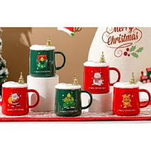 Чашка з кришкою та ложкою новорічна Merry Christmas 400мл R32294