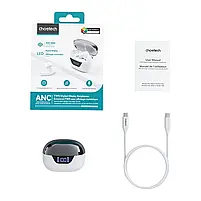 Бездротові навушники Choetech BH-T60 White TWS, Bluetooth 5.3, ANC+ENC, LED-дисплей (43-00135), фото 5