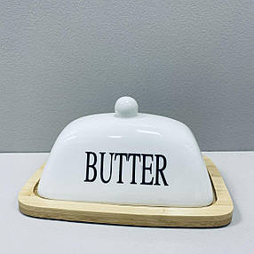 Маслянка керамічна на бамбуковій підставці "Butter" A-Plus 7347, фото 1