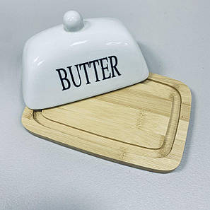 Маслянка керамічна на бамбуковій підставці "Butter" A-Plus 7347, фото 3