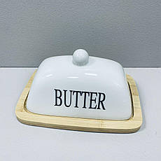 Маслянка керамічна на бамбуковій підставці "Butter" A-Plus 7347, фото 4