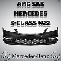 Передній рестайлінговий бампер у зібраному вигляді AMG S65 для Мерседес бенц Mercedes Benz S-class W221 обвіс