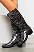 Чоботи гумові високі жіночі чорного кольору з сірим візерунком 166447T Безкоштовна доставка, фото 2