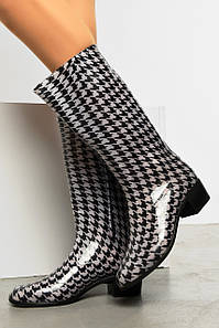 Чоботи гумові високі жіночі чорно-білого кольору 166450P