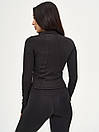 Комплект жіночий спортивний (лосини, топ та кофта) - чорний, фото 2