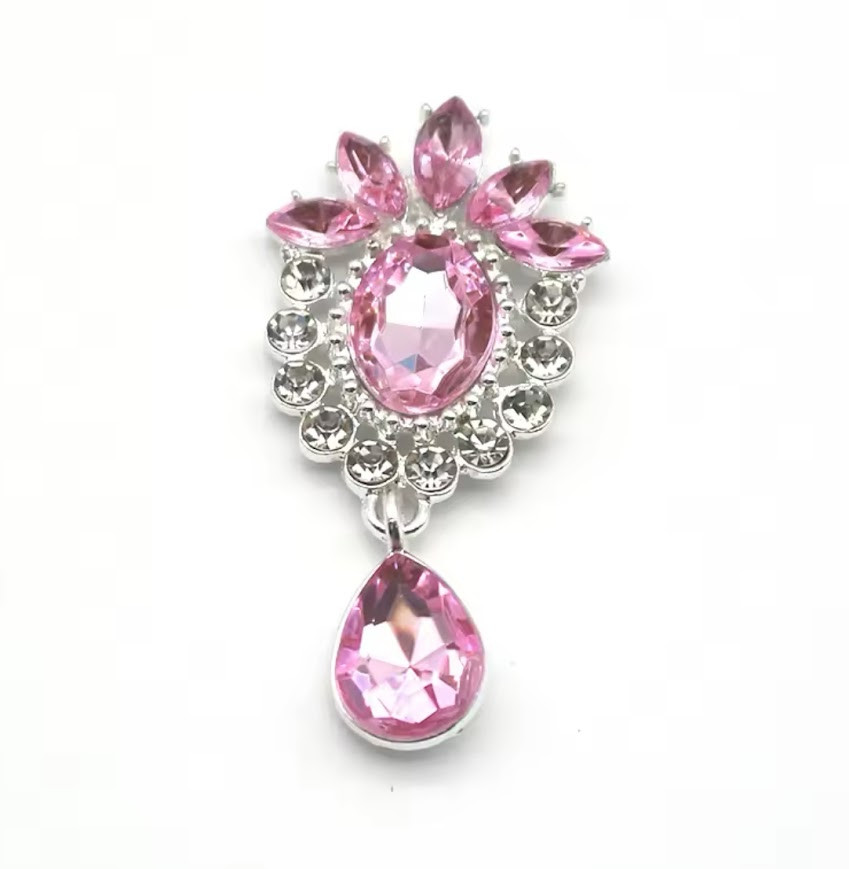 Стразовий декор (серединка) Крапелька-24*50 мм, колір каменю-рожевий, арт 014366, 1 шт, Рожевий, фото 1