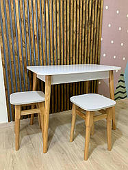 Стильний прямокутний білий обідній стіл кухонний 90 см у скандинавському стилі для маленької кухні Маямі-2