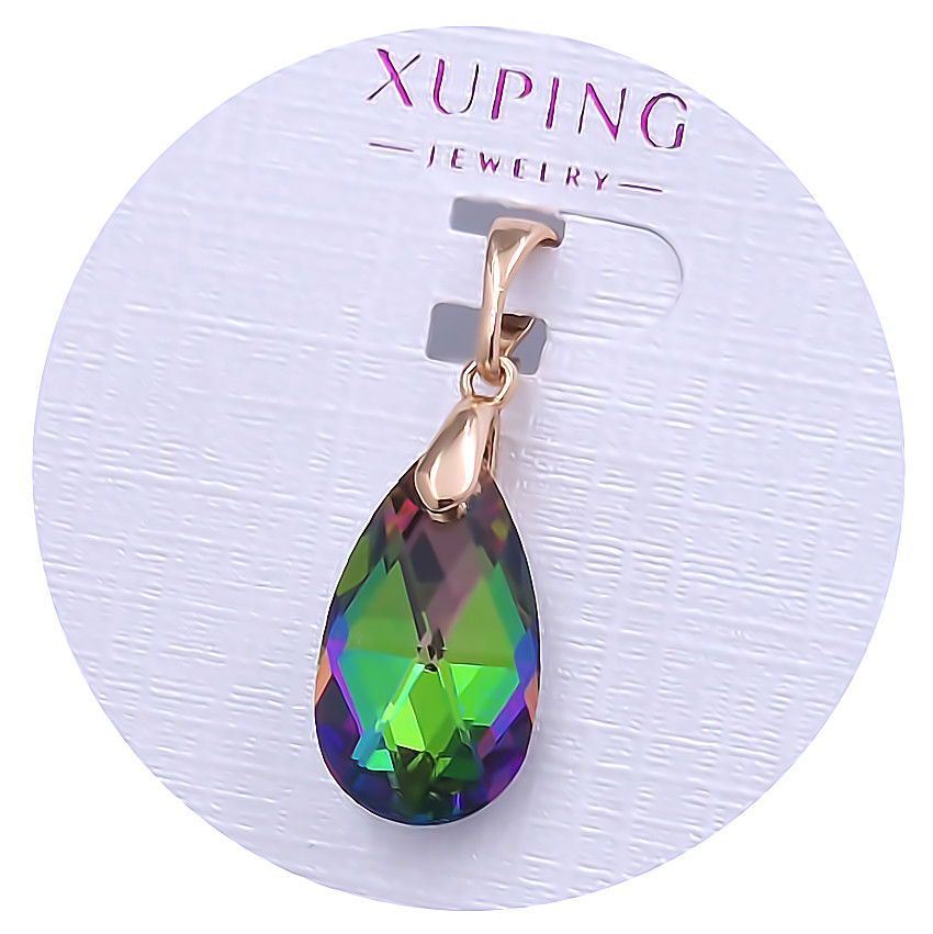 Кулон XР. Позолота 18К. Камені: Swarovski зелений хамелеон. Довжина: 25 мм. Ширина: 10 мм.