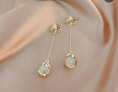 Кліпси жіночі без проколювання сережки довгі золотисті красиві позолото К5154