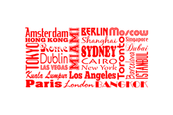 Вінілова інтер'єрна наклейка декор на стіну та шпалери «Города світу» 140х70 з оракала