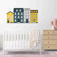 Вінілова інтер'єрна наклейка декор на стіну та шпалери (скло, меблі, дзеркало, метал) "Дома міста" з оракала