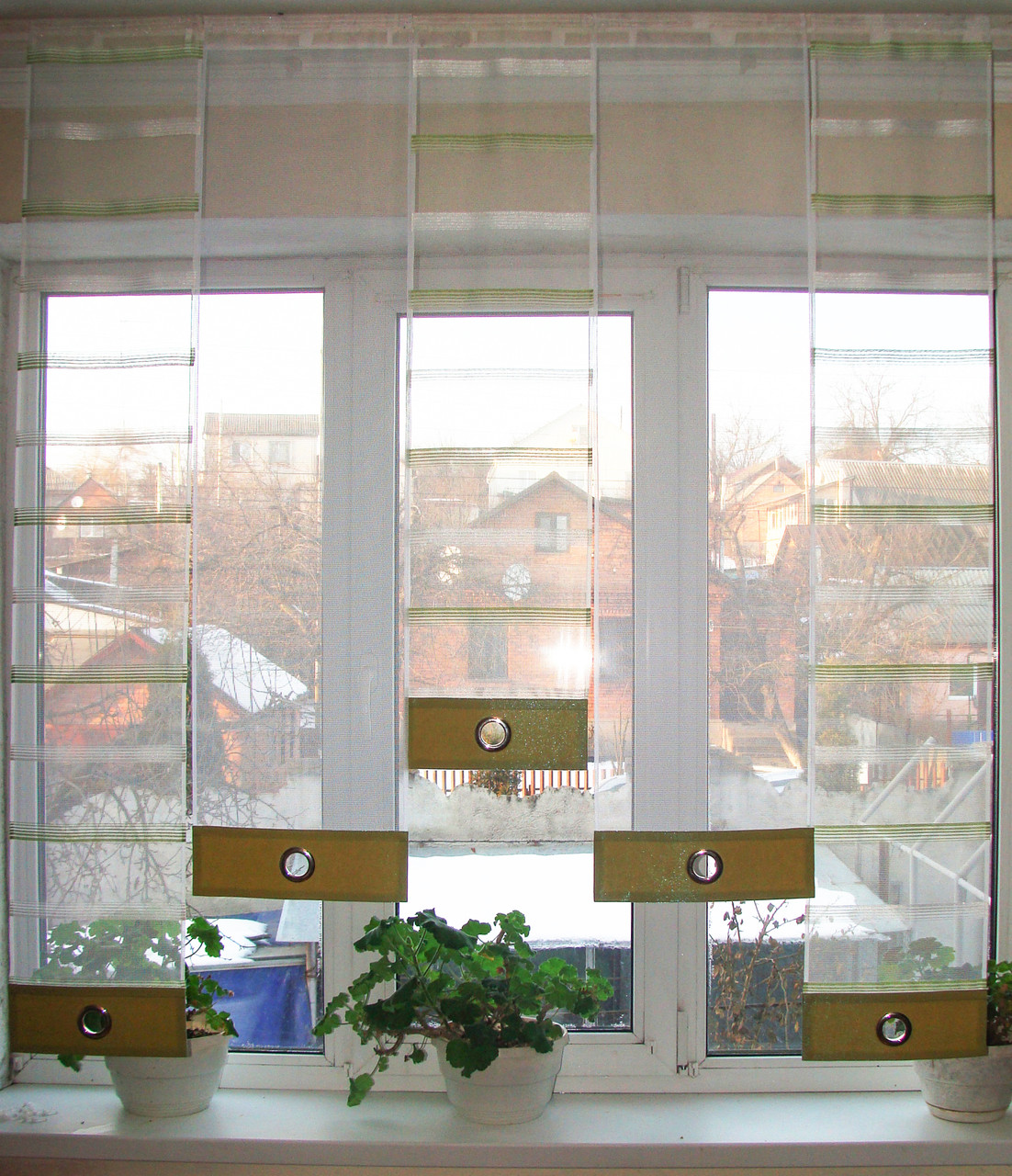 Комплект панельних фіранок Firanka Line 5шт карниз 130см салатовий (14_8п), фото 1