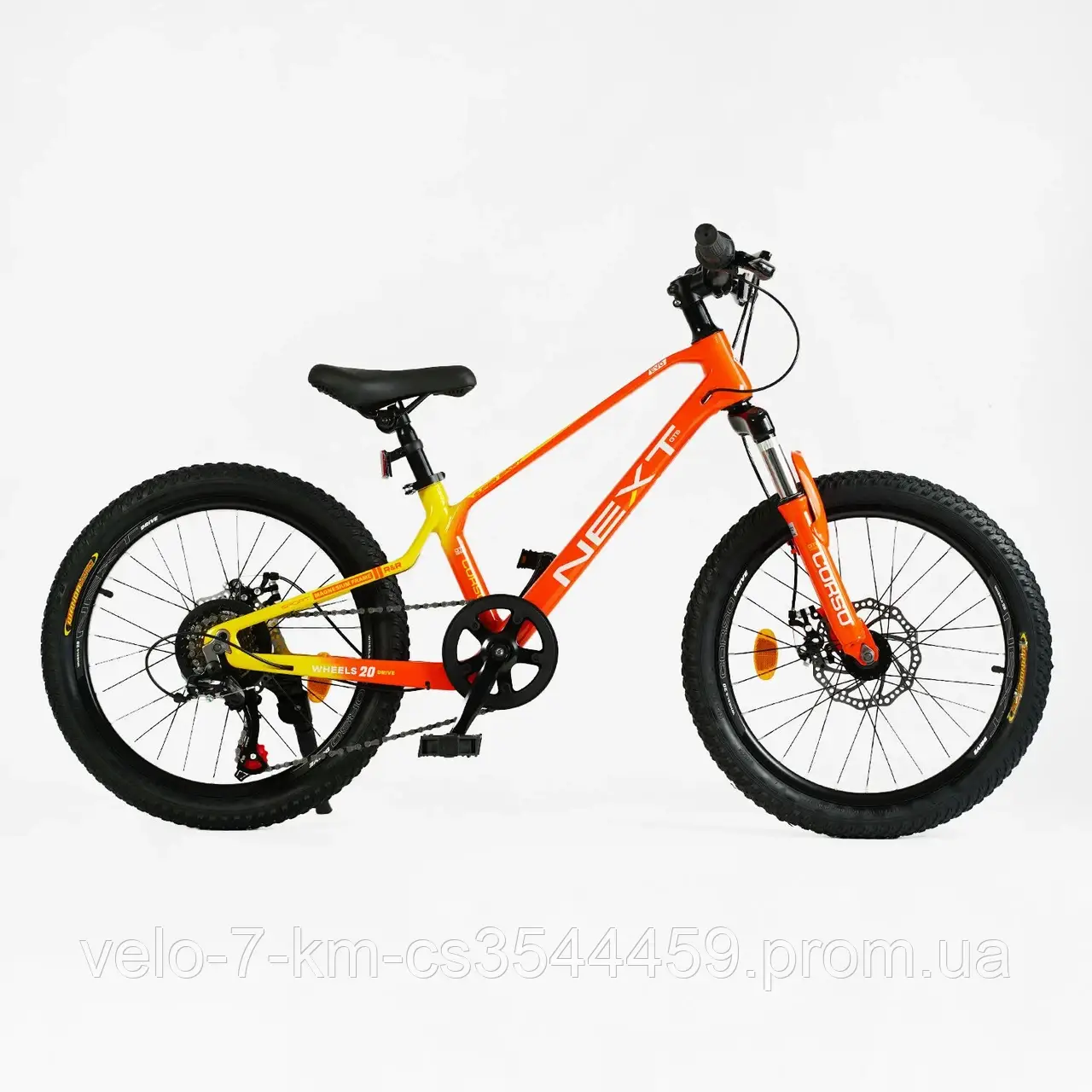 Дитячий спортивний велосипед 20" дюймів Corso «Next» NX-20315 (1) магнієва рама, Shimano Revoshift 7 швидкостей, зібраний на 75%