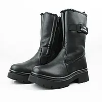 Високі дитячі зимові черевики утеплені хутром з екошкіри на блискавці