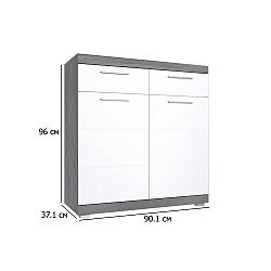 Тумба в передпокій висока Флорес 90.1 см сосна фігурна та білий глянець у стилі мінімалізм